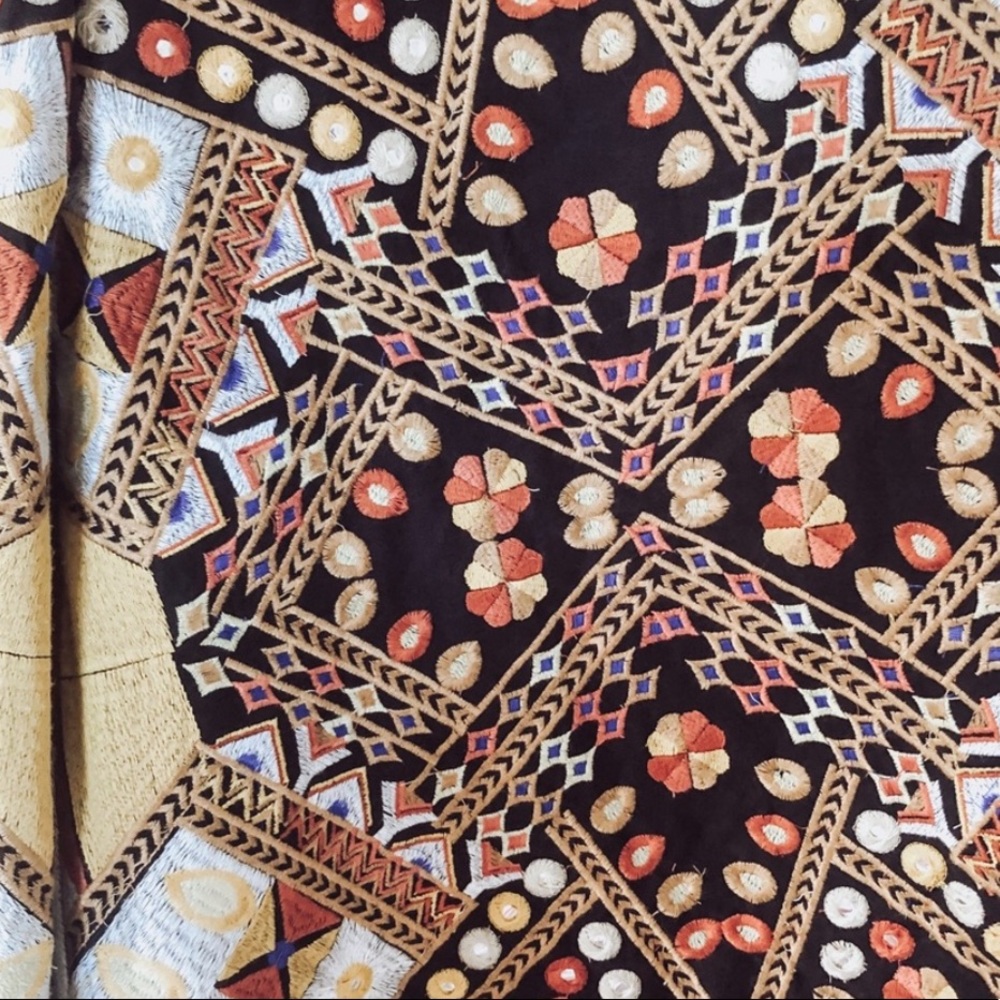 FARM Rio Black & Mustard Mosaic Wide-Leg Trousers - Picture 3 of 4